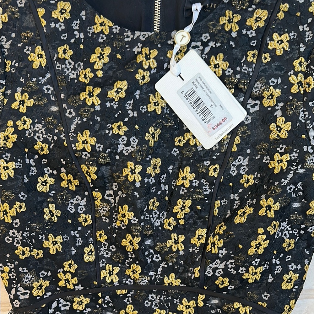 Ted Baker Black and Gold Floral Dress - Picture 6 of 10